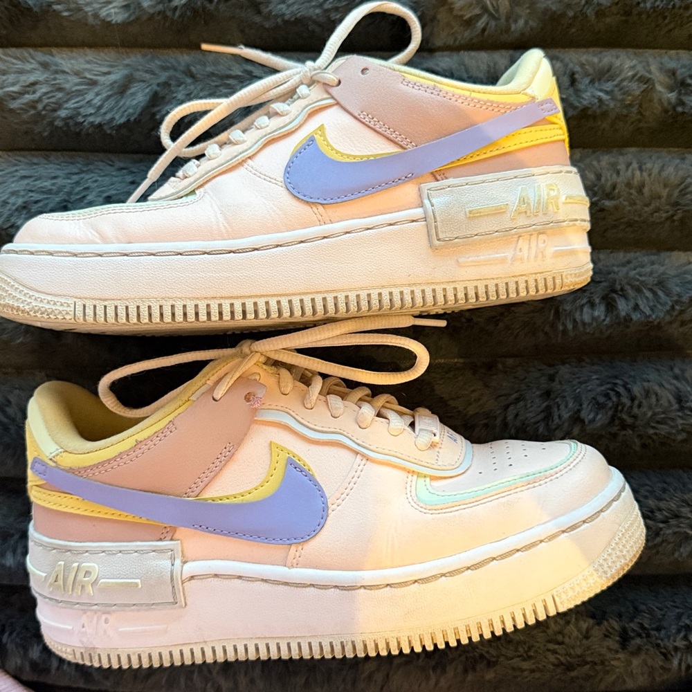 Nike AF1 Shadow Pink and Yellow Sneakers - Picture 4 of 6